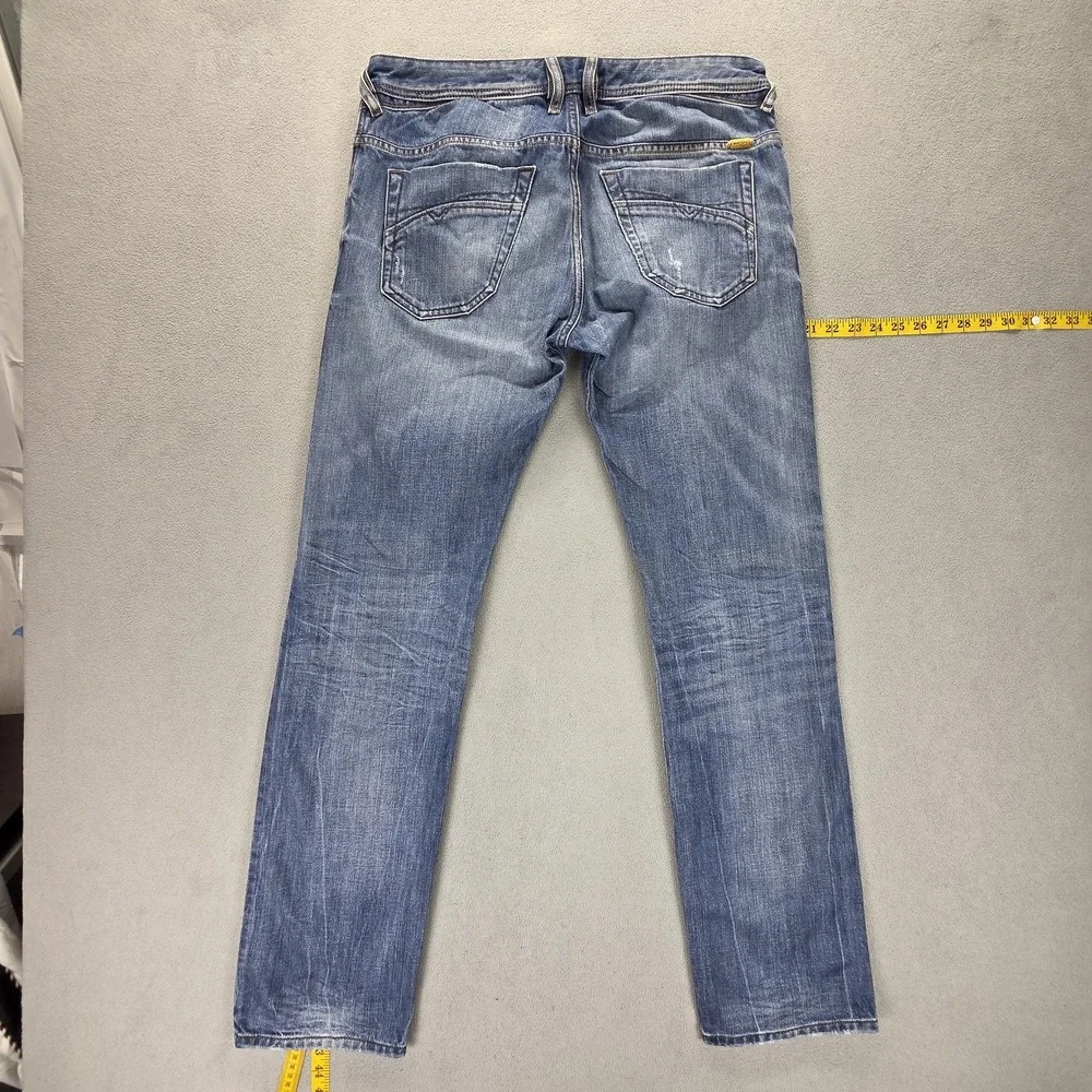 Diesel Jeans Mens 33x34 Blue Iakop Regular Slim Tapered Button Fly 0805Q